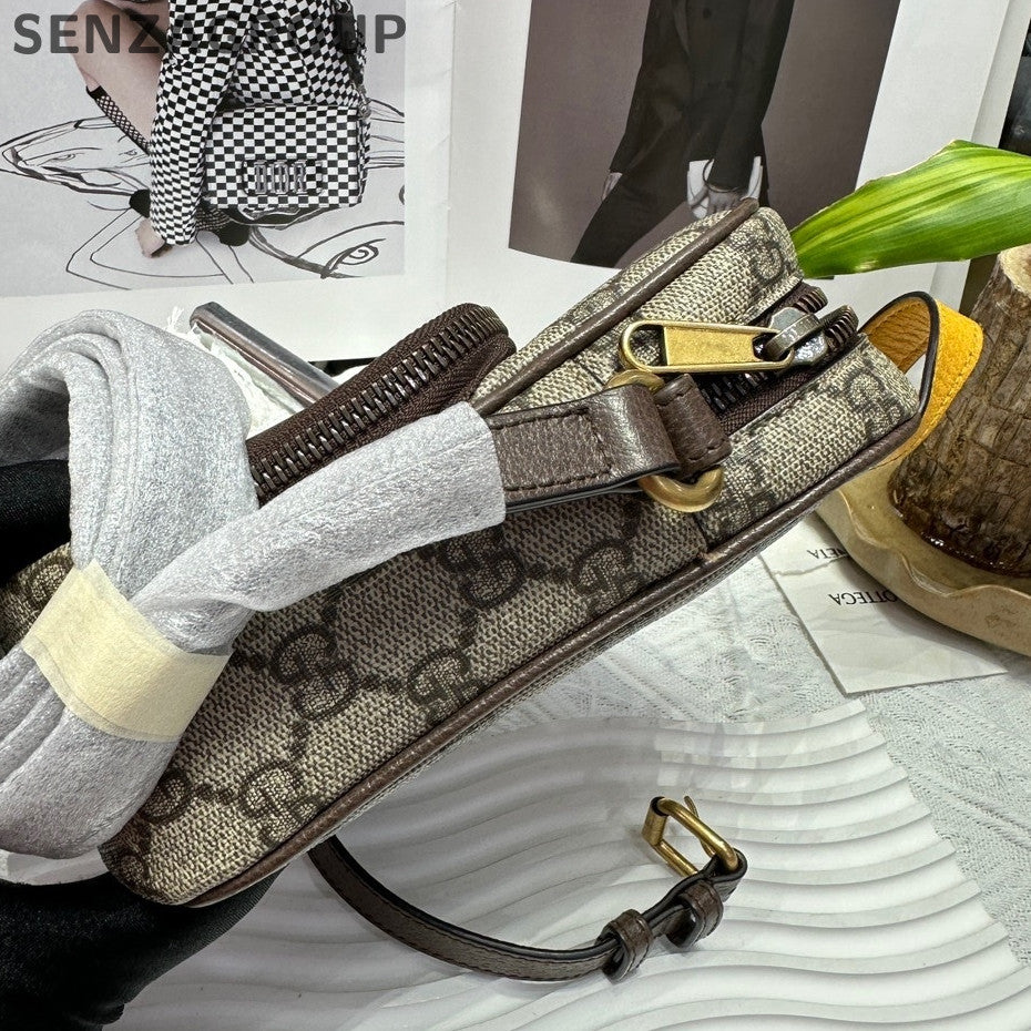 Gucci Neo Vintage GG Monogram Shoulder Crossbody Bag Brown Unisex