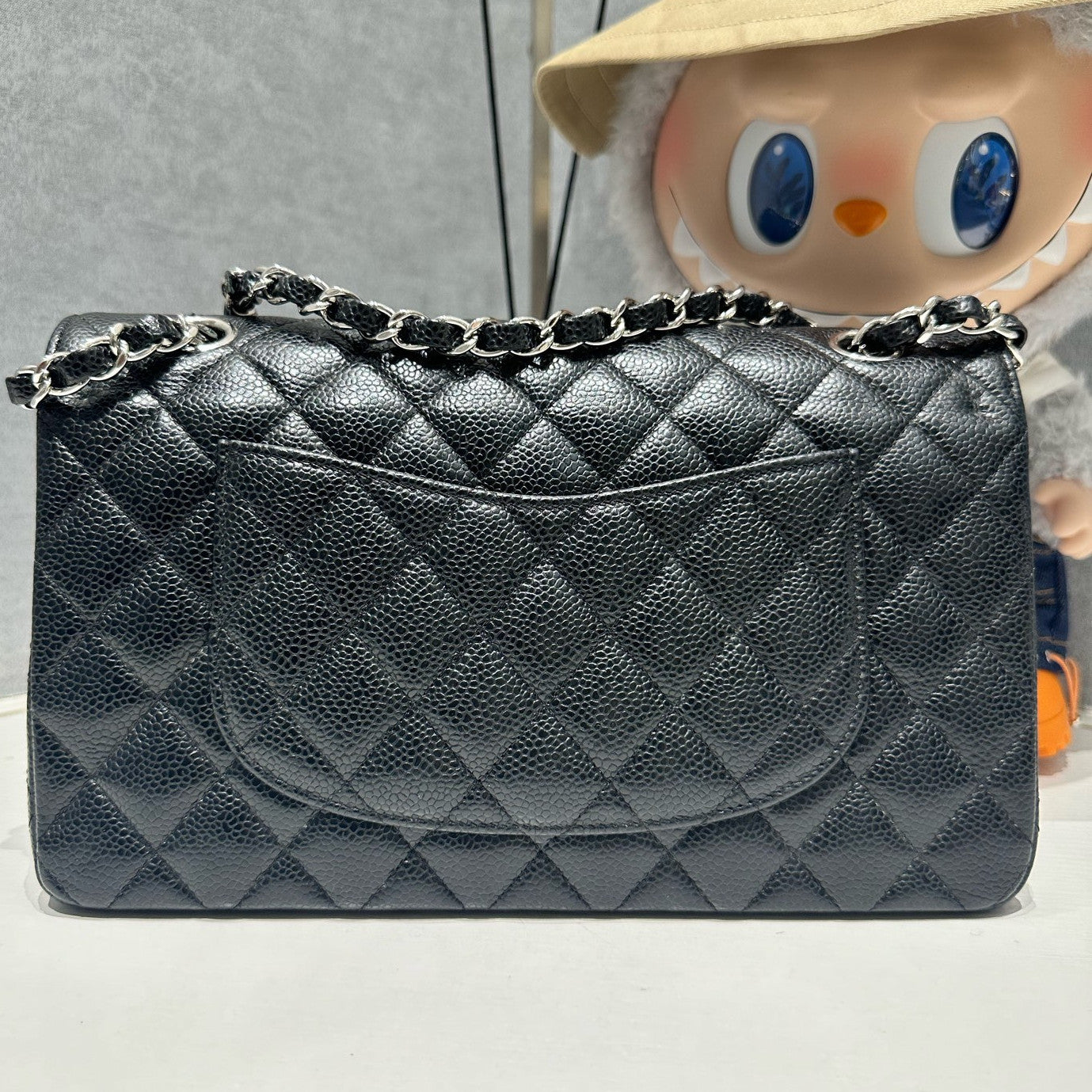 Chanel Black Silver CF Medium Quilted Chain Shoulder Bag Classic Fashion
