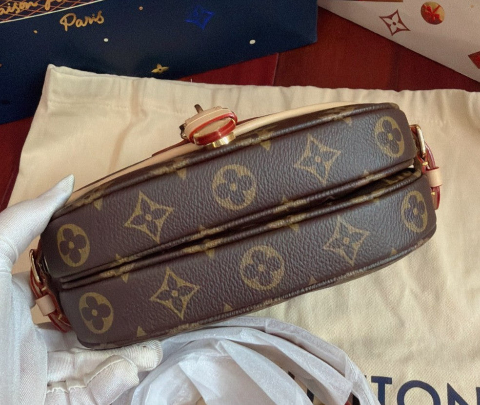 Louis Vuitton Saumer BB Monogram Shoulder Bag Brown Gold Women Classic Fashion