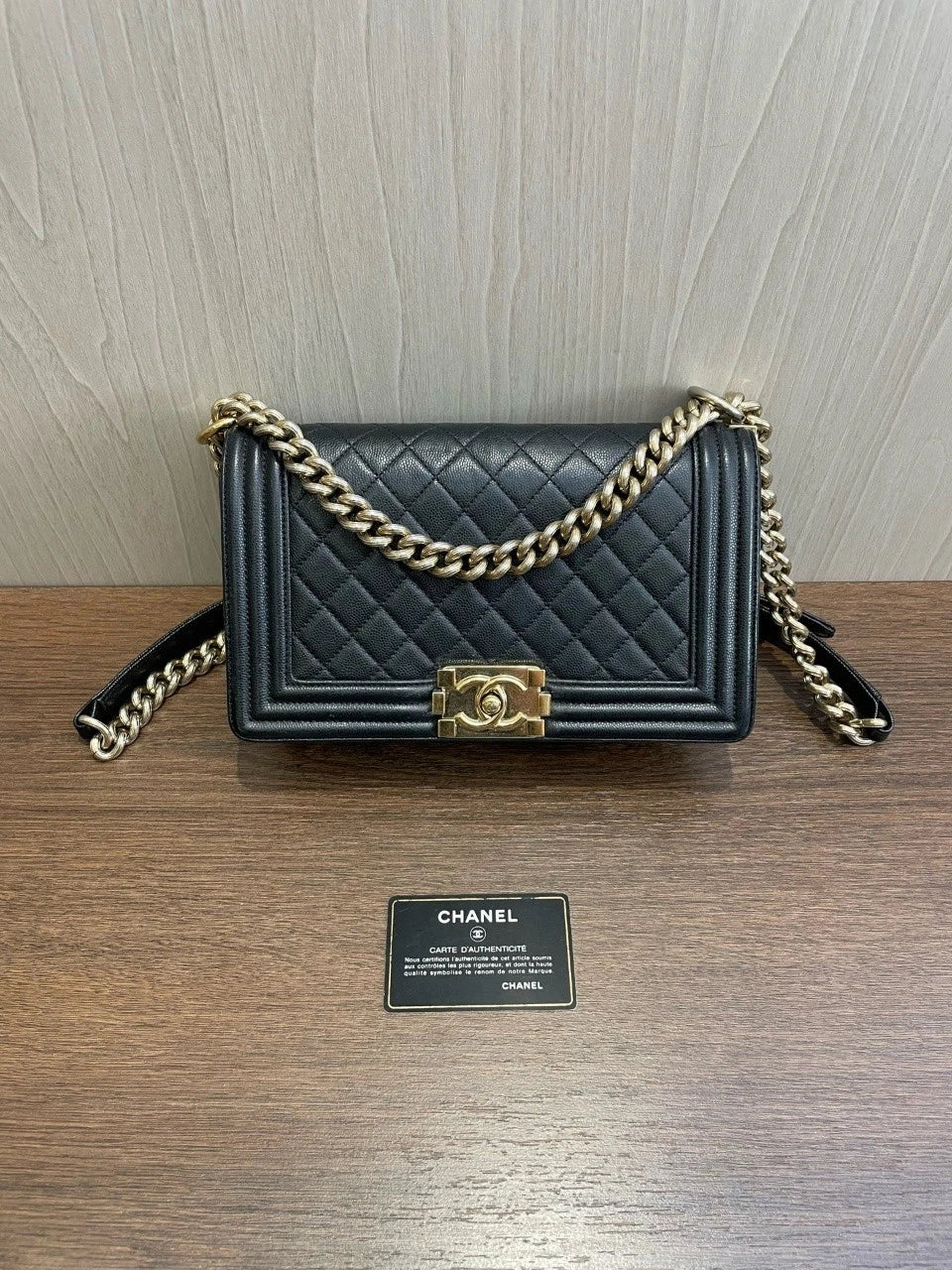 SJ0001 Chanel cavier leather leboy gold hardware