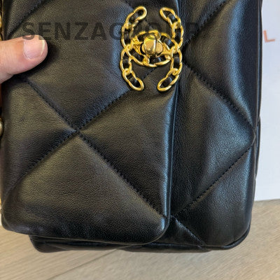 Chanel 19 Bag Black Gold Small Quilted Chain Shoulder Crossbody Bag