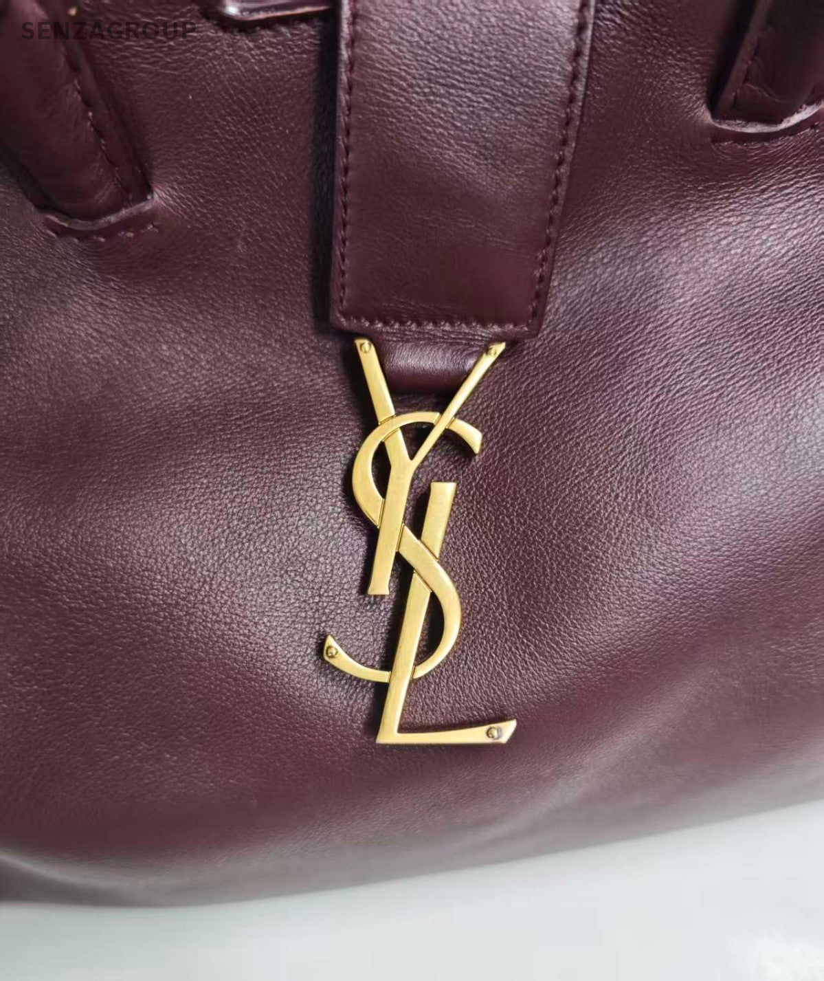 Saint Laurent Snakeskin 2Way Top Handle Bag Crossbody Red Gold Women Classic