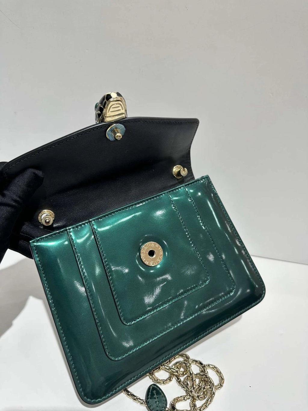 Bvlgari Serpenti Small Green Patent Shoulder Crossbody Bag For Women