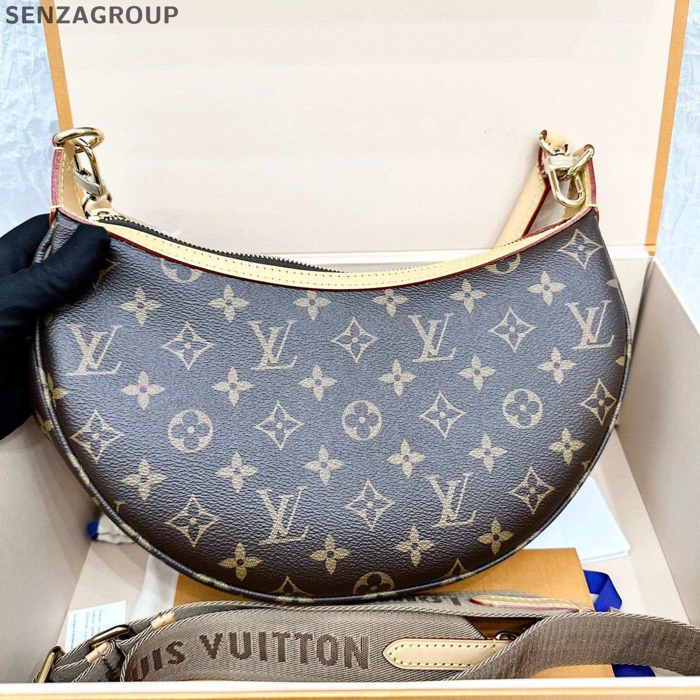 Louis Vuitton Looping Monogram Shoulder Bag Brown Classic Women
