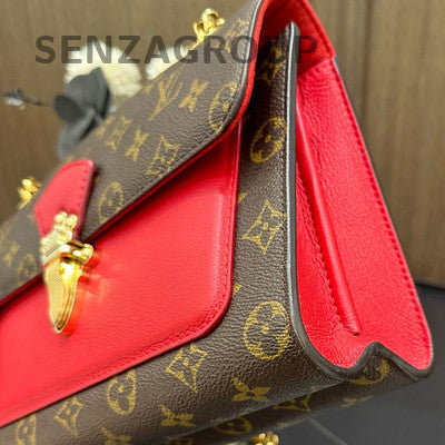 Louis Vuitton Victoria Monogram Red Chain Crossbody Bag Women