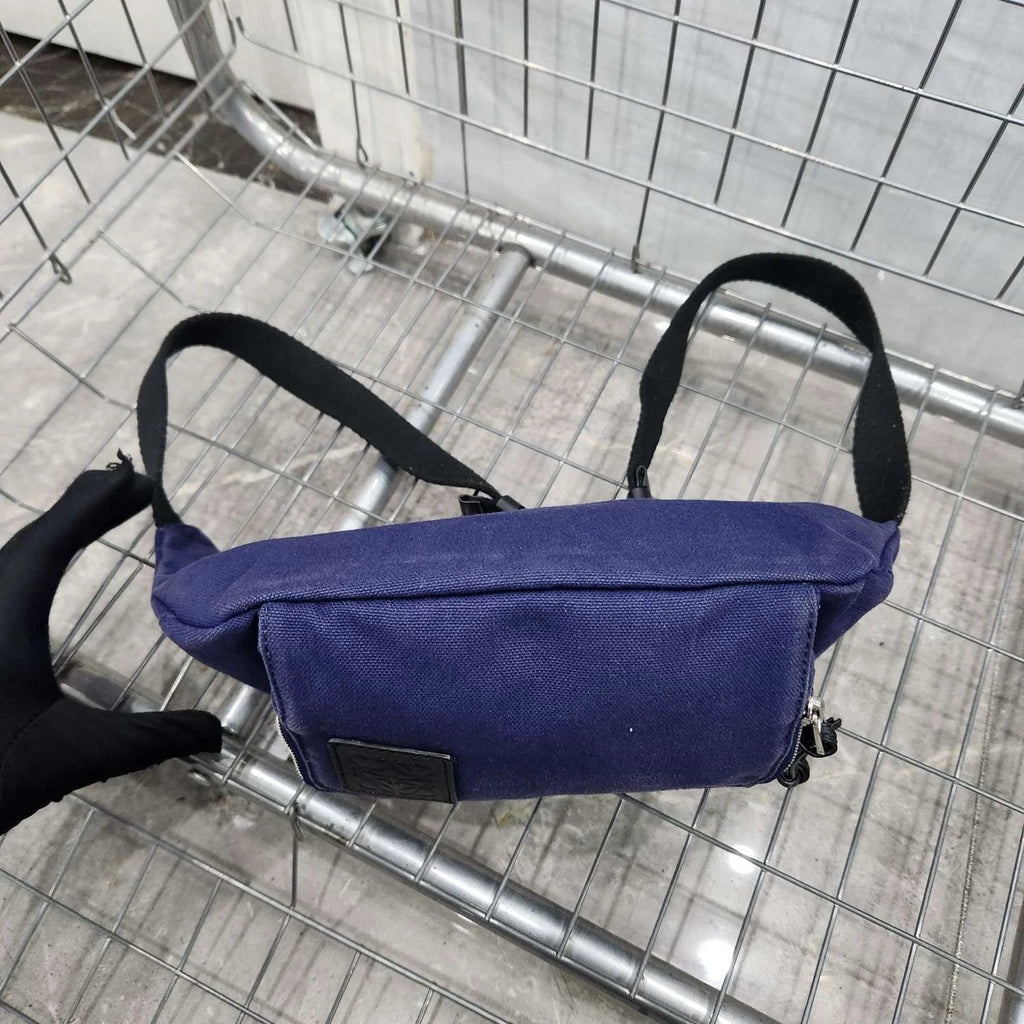 Loewe Blue Canvas Shoulder Chest Waist Bag For Women