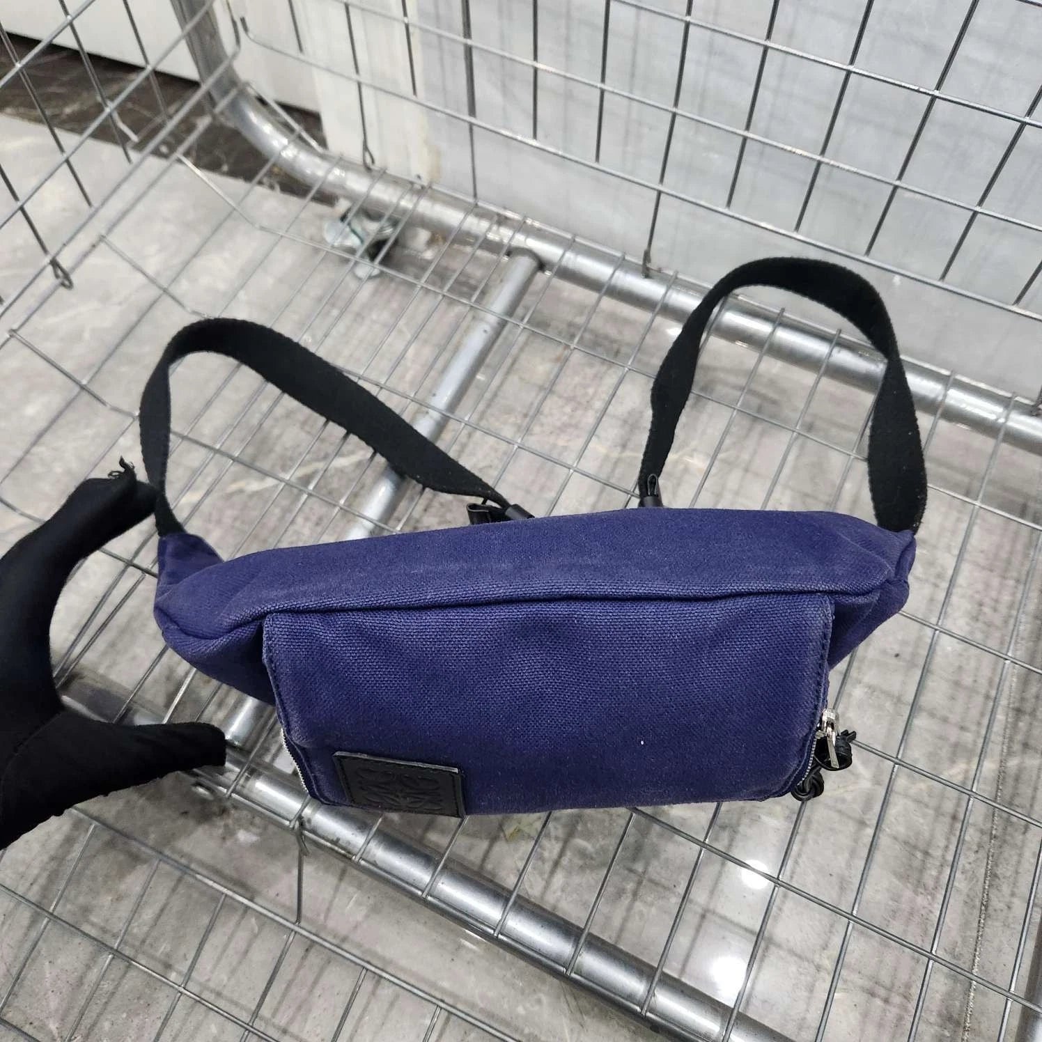 Loewe Blue Canvas Shoulder Chest Waist Bag For Women