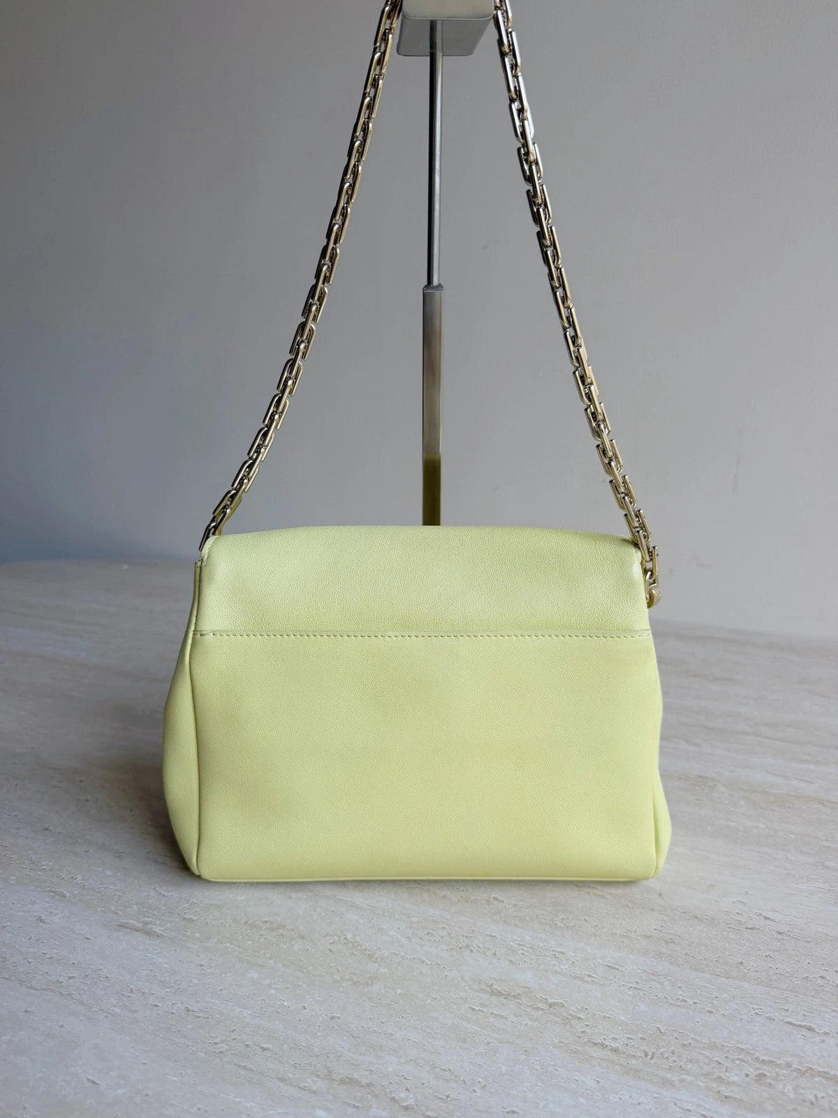 Authentic Christian Dior Diorling Chain Yellow Shoulder Bag in Gold Hardware