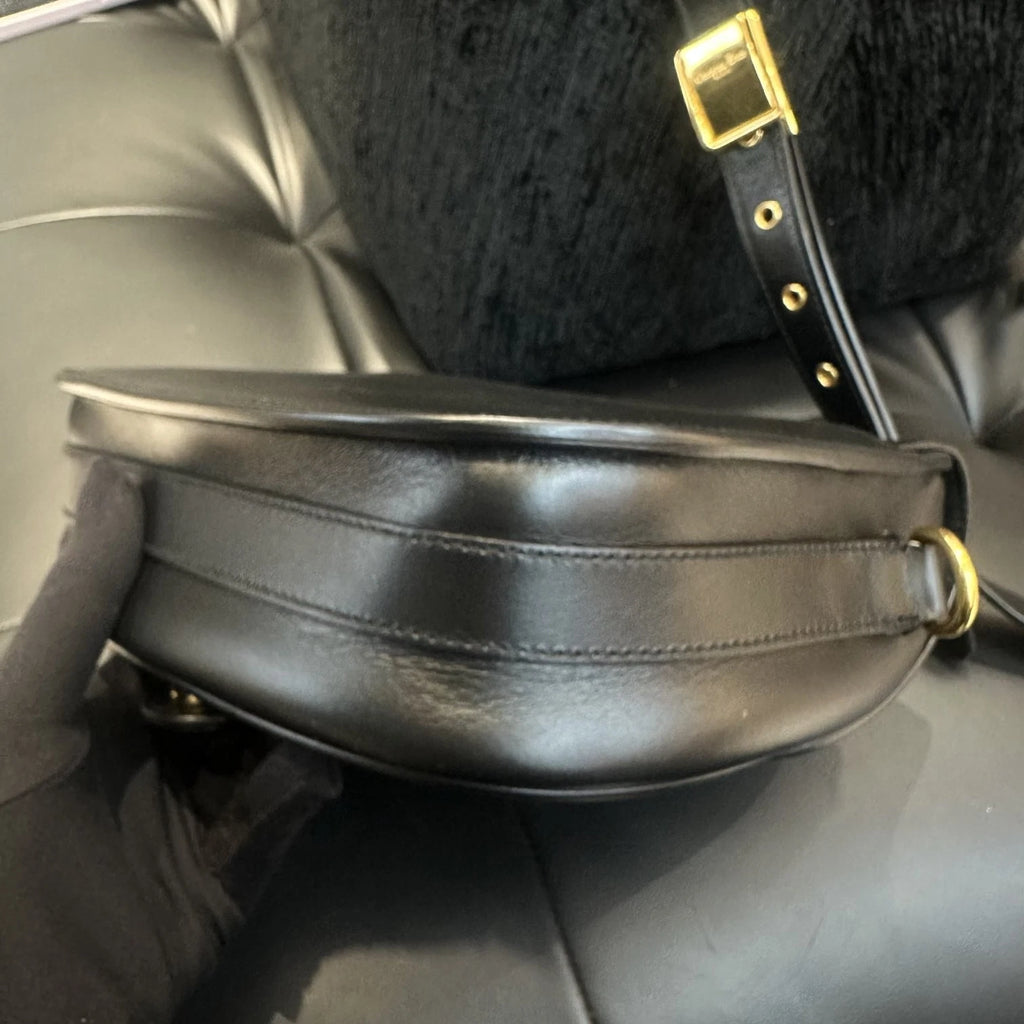 Christian Dior Bobby MM Calfskin Shoulder Bag Crossbody Black Gold Women D