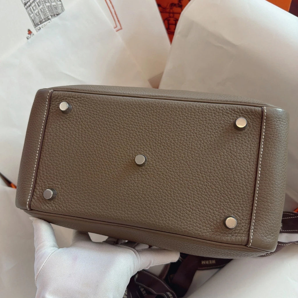 Hermes Lindy26 Top Handle Shoulder Bag Gray Silver Women Classic Fashion