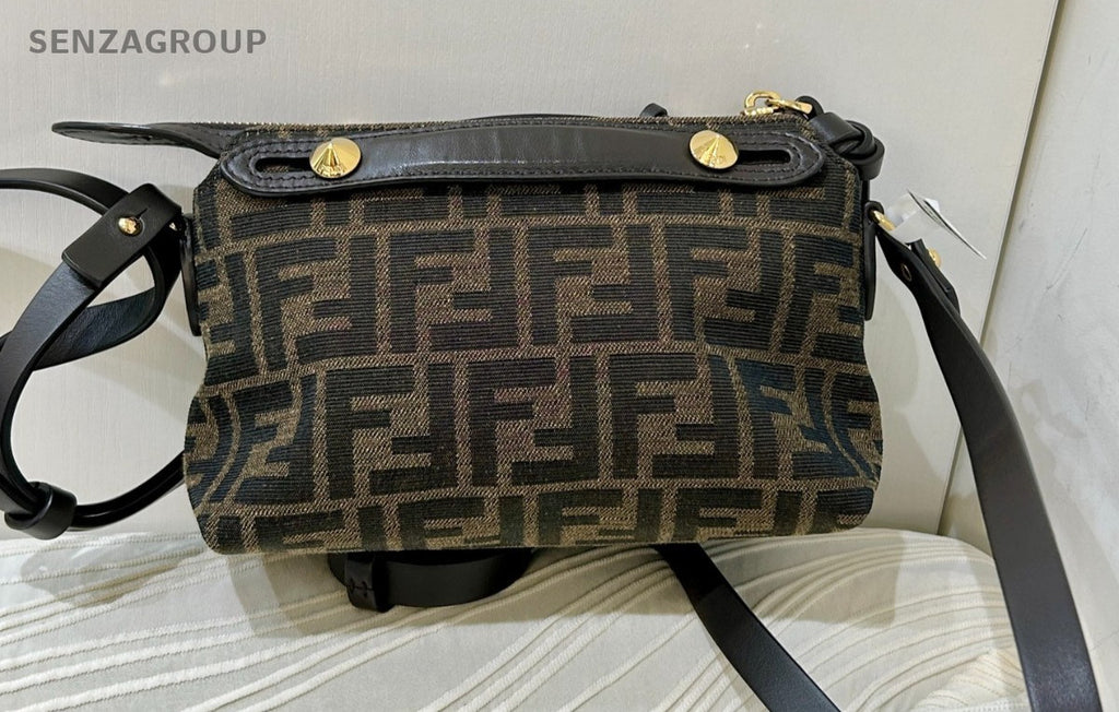 FENDI Classic BYTHEWAY Boston Crossbody Handbag Brown