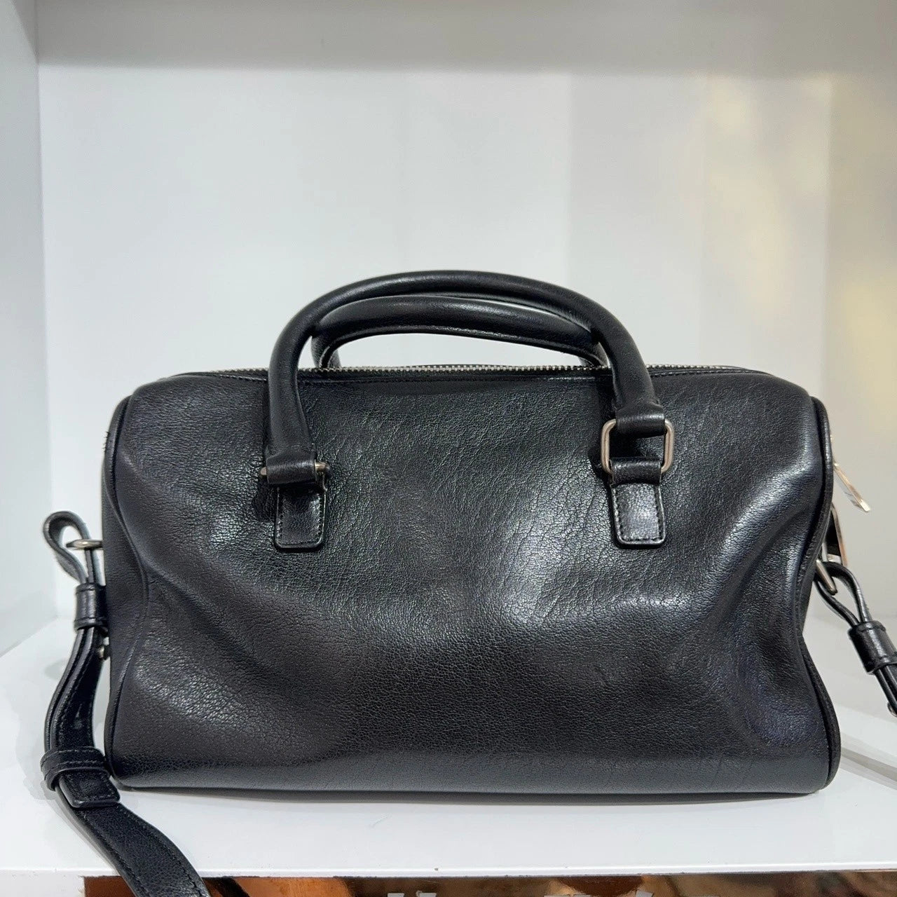 Saint Laurent Black Star Rivet Boston Soft Leather Bag For Women