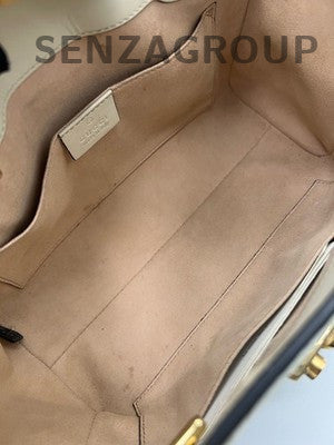 Gucci Padlock Chain Shoulder Bag White Brown Gold Hardware Classic Women