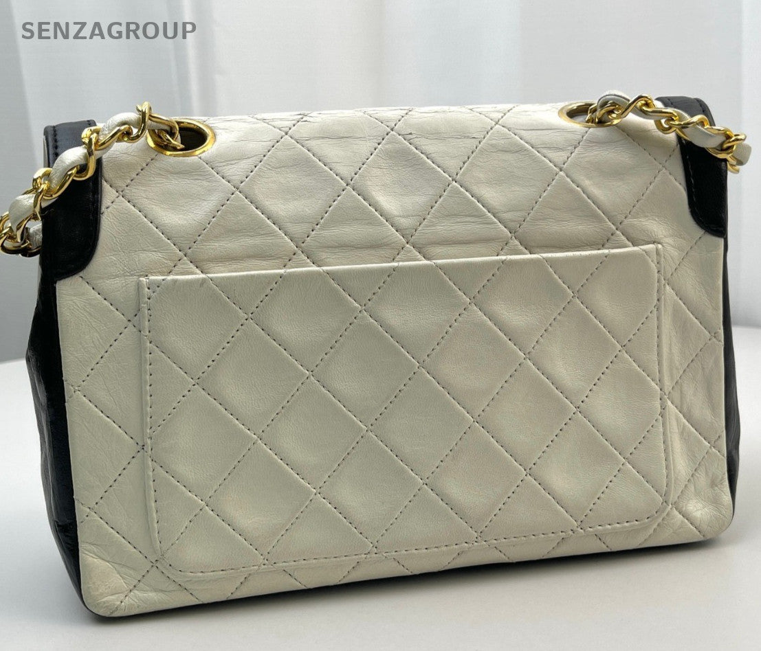Chanel Classic Flap Vintage Chain Shoulder Bag White Gold Diamond Used Women