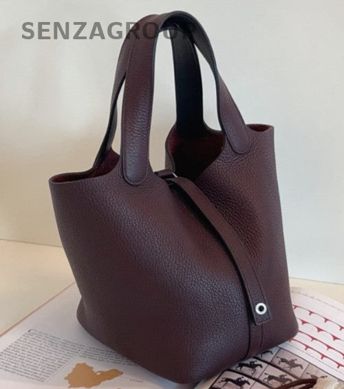 Hermes Picotin18 Lock Silver Hardware Tote Bag Red Used Women Classic Designer