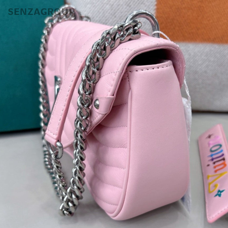 Louis Vuitton New Wave MM Chain Shoulder Bag Pink Silver Used Women Classic