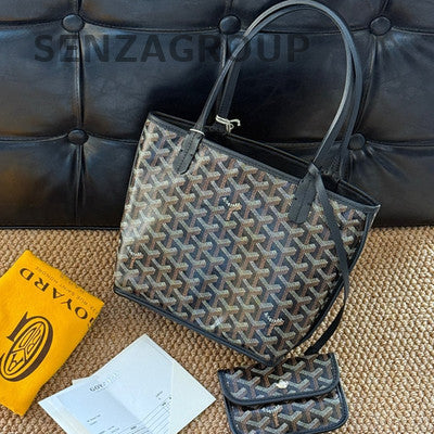 Goyard Anjou Mini Black Tote Shoulder Bag Classic Women's