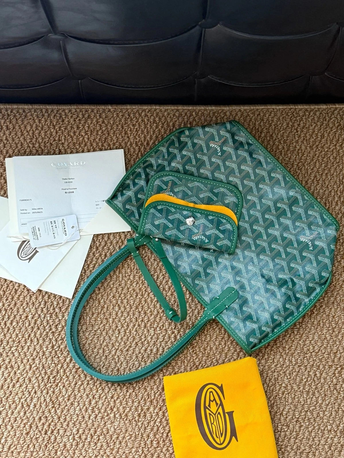 Goyard Classic Mini Green Canvas Tote Bag For Women