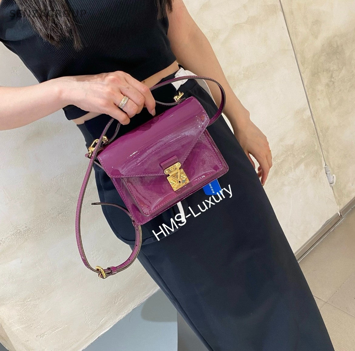 Louis Vuitton Purple-red Vernis Monceau BB 2WAY Handbag Crossbody