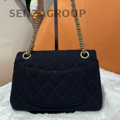 Chanel 2.55 Black Gold Chain Shoulder Bag Classic Women Fashion