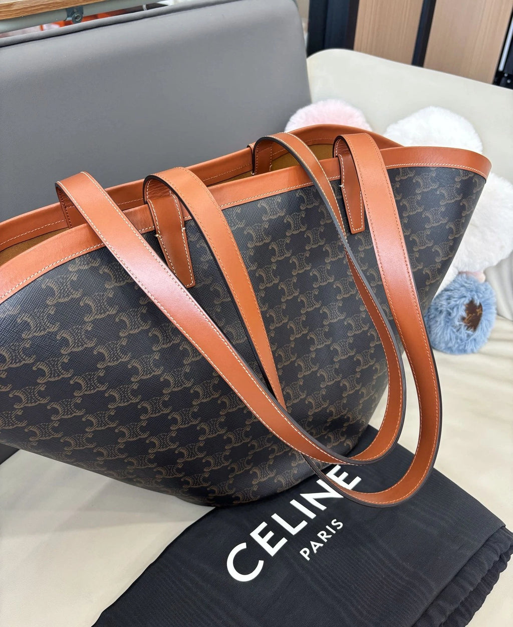Celine Couffin Tote Shoulder Bag Black Brown Women Classic