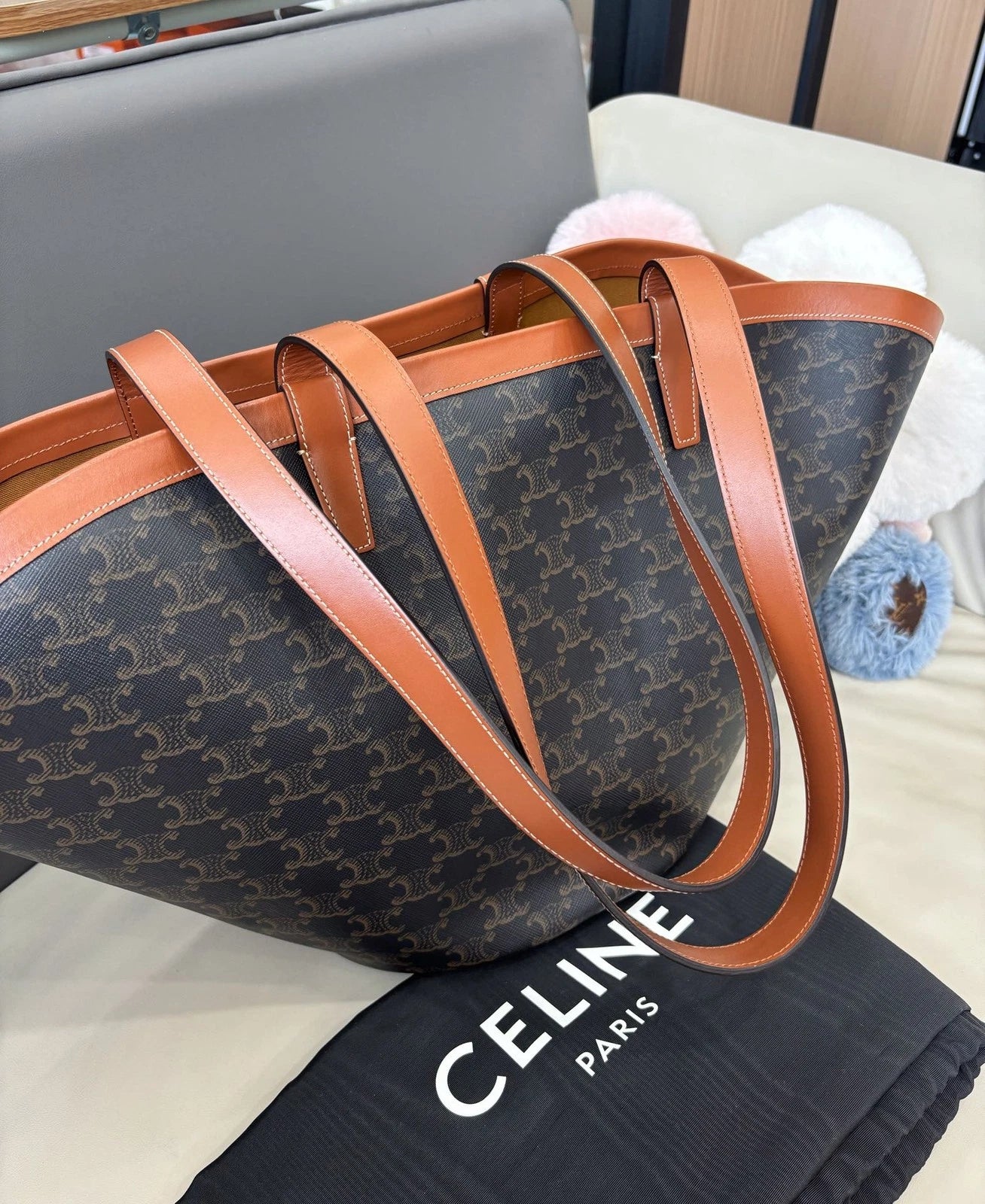 Celine Couffin Tote Shoulder Bag Black Brown Women Classic