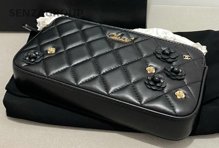 CHANEL Camellia Woc Chain Shoulder bag Lambskin Women Crossbody Almost Brand NEW