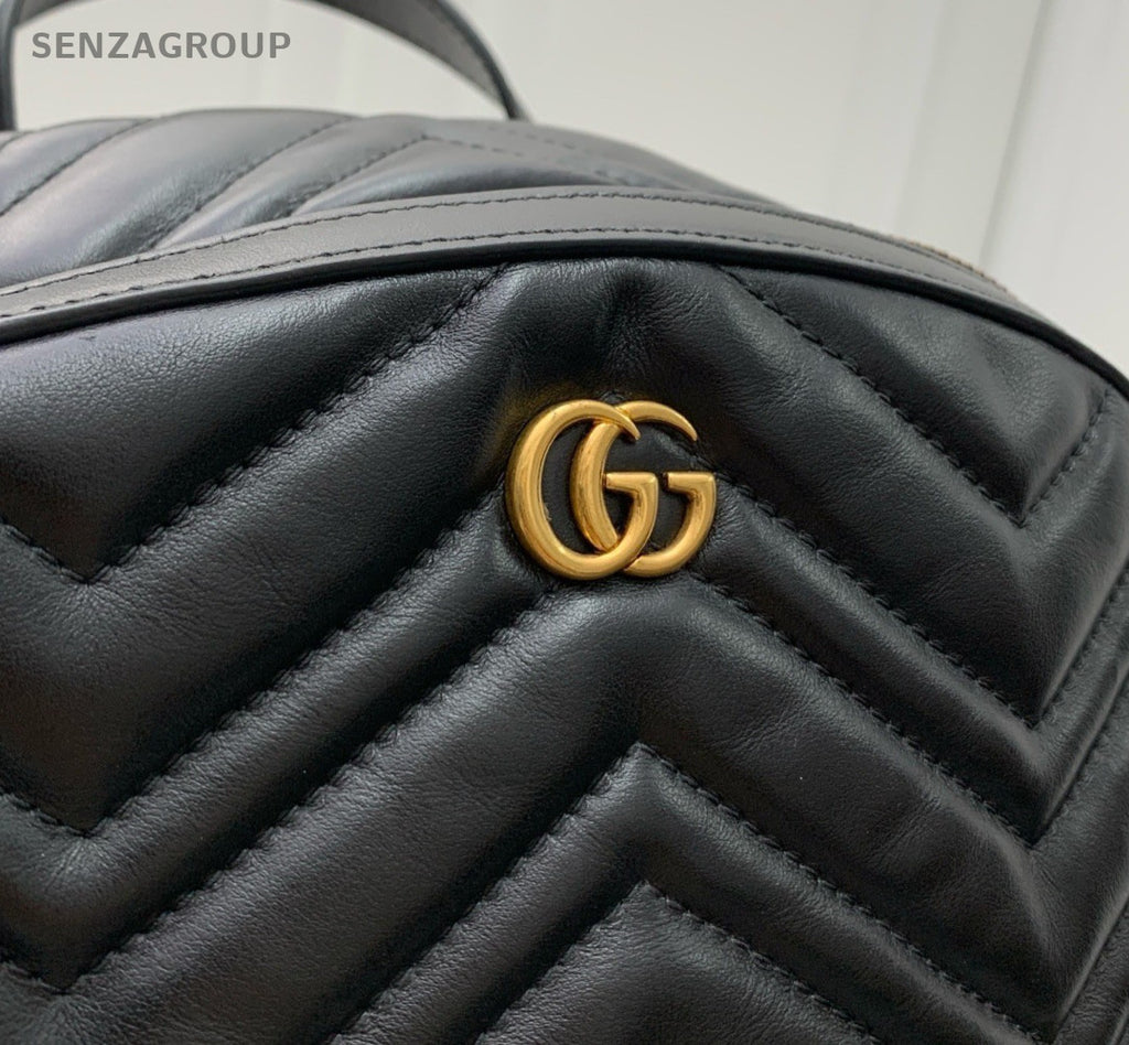 Gucci Backpack Calfskin Black Gold Unisex Adults Classic