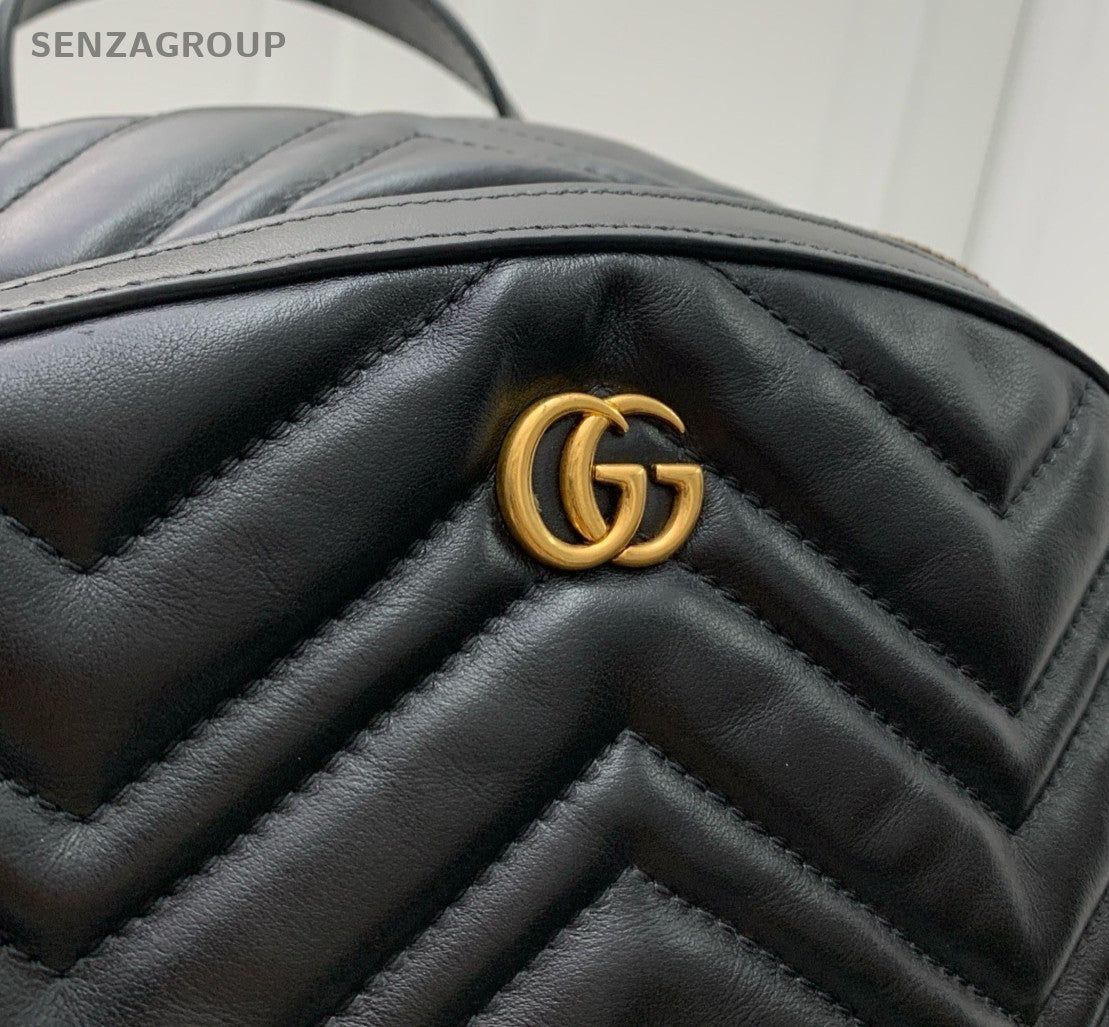 Gucci Backpack Calfskin Black Gold Unisex Adults Classic