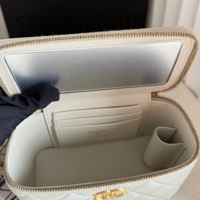 Chanel 24B Grey Quilted Chain Crossbody Bag Gold Hardware Classic