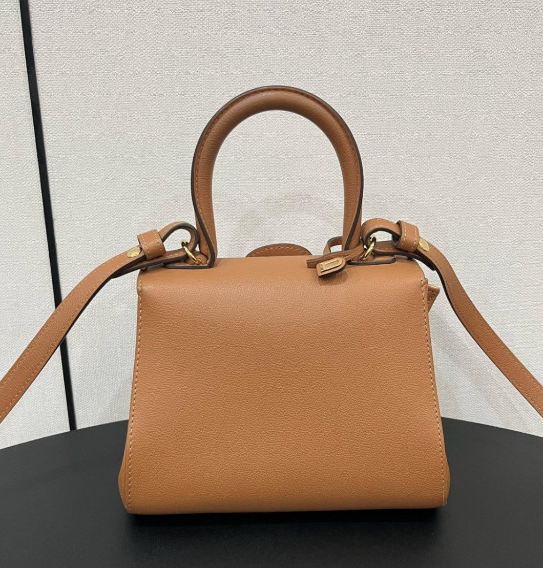 Delvaux brilliant mini caramel color Top Handle 2WAY Shoulder Handbag Women