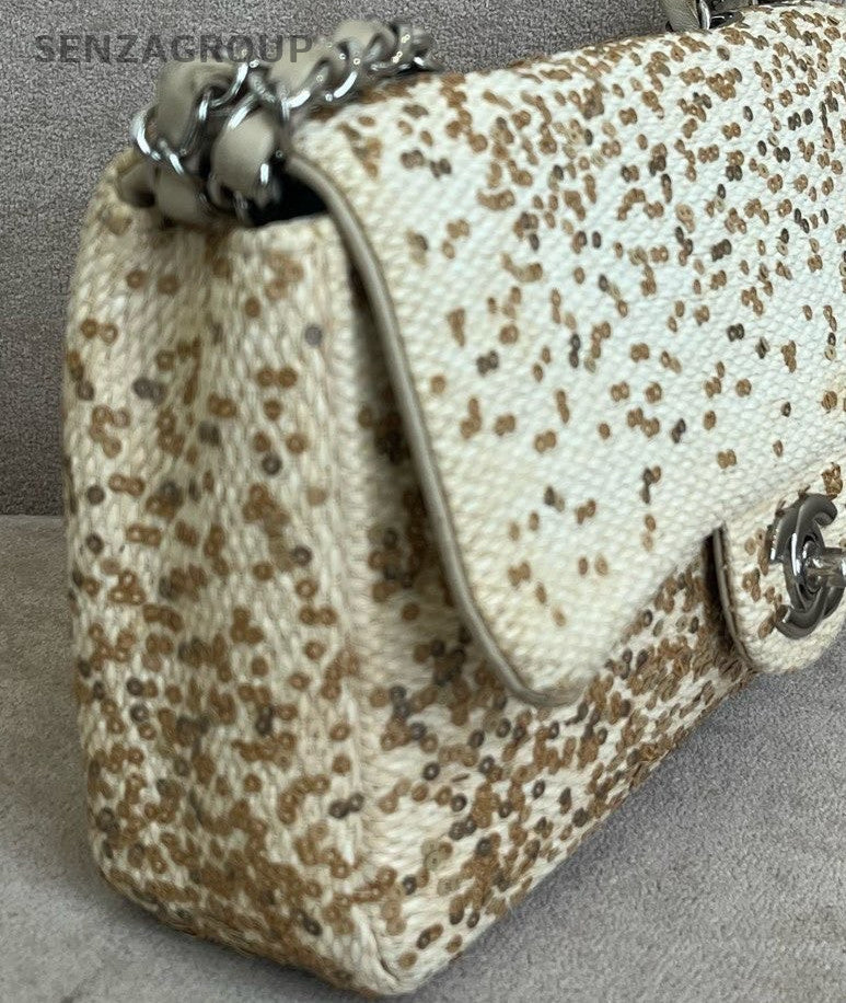Chanel Classic Flap Chain Sequins Shoulder Bag Crossbody Yellow Women Designer