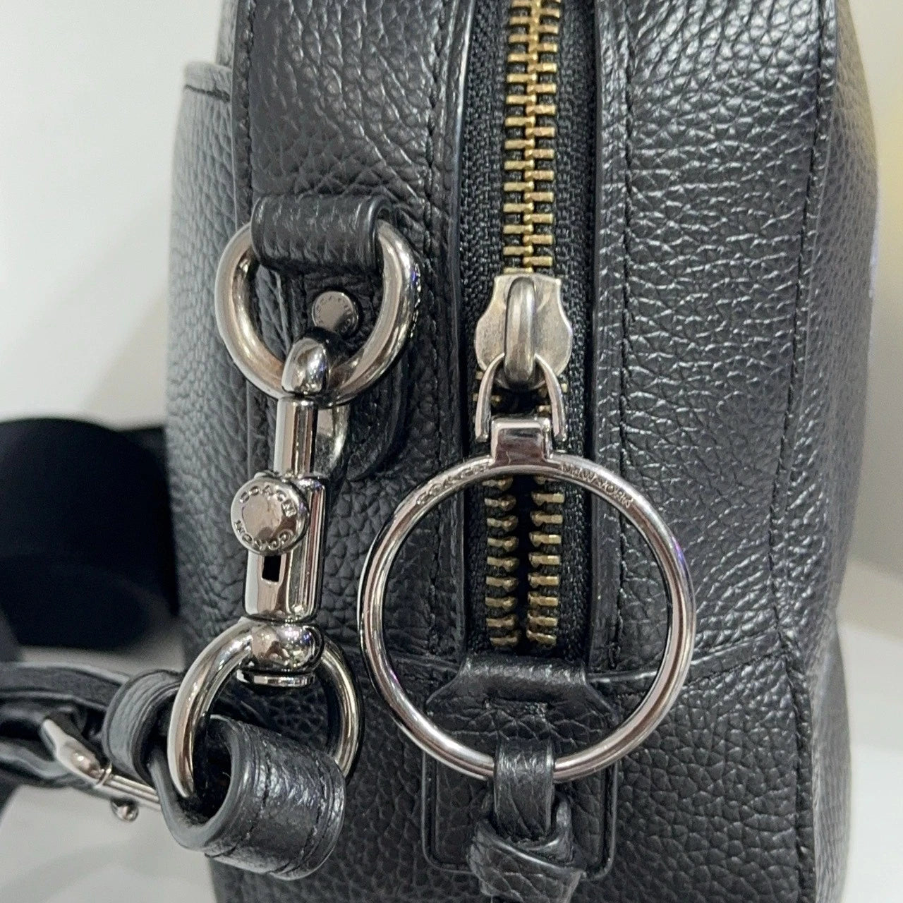 COACH Dinosaur Carriage Print Leather Camera Crossbody Shoulder Bag Women