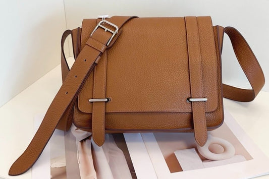 Hermes Steve PM TC Leather Shoulder bag Crossbody Brown Gold
