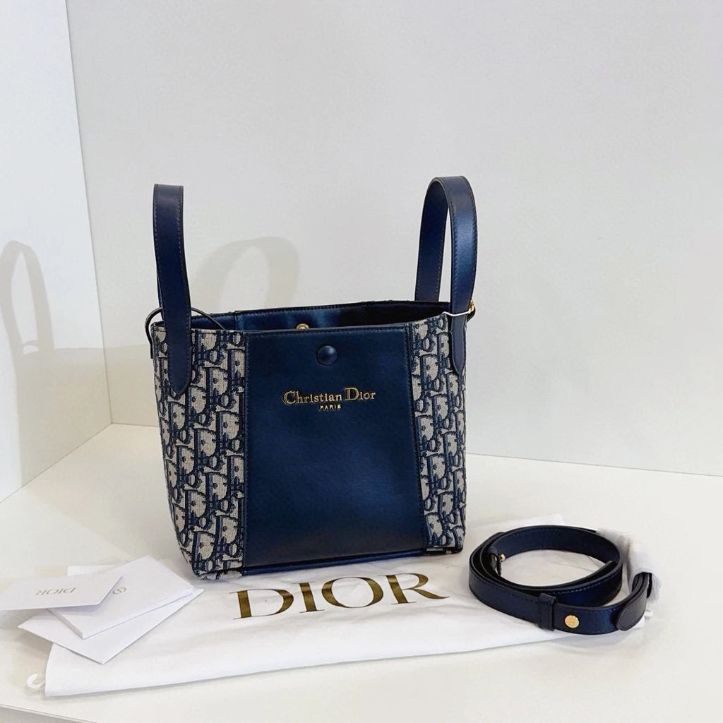 Christian Dior Signature Oblique Canvas Bucket Top Handle Crossbody Women