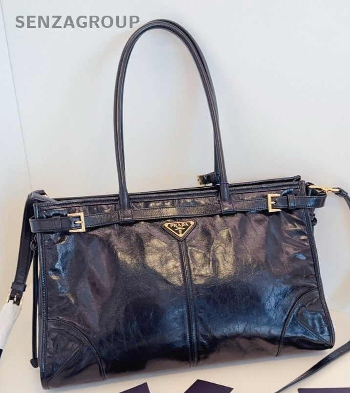 Prada Bonnie Soft Lux GM 2Way Handbag Shoulder Bag Black Unisex Adults Classic