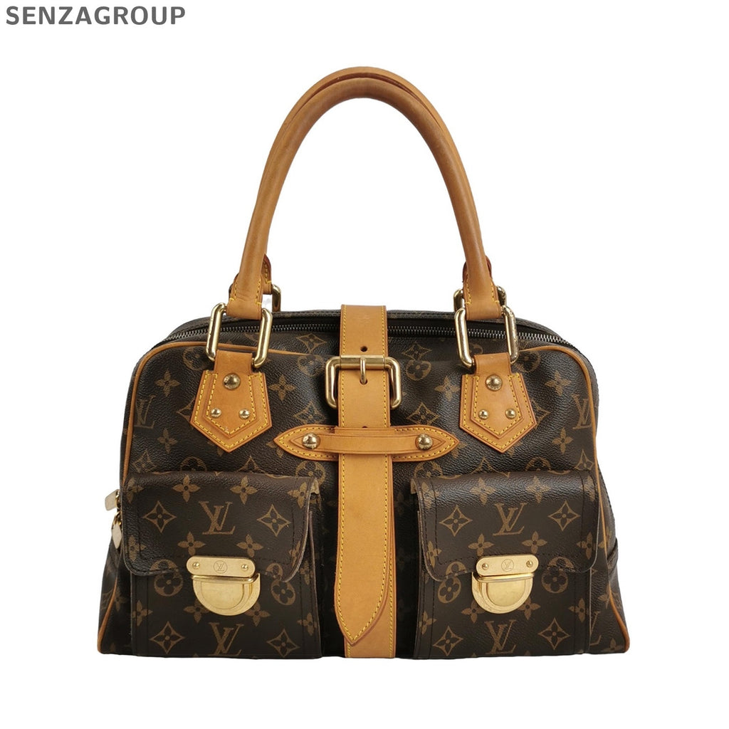 Louis Vuitton Monogram Canvas Handbag Brown Gold Hardware Women's Classic