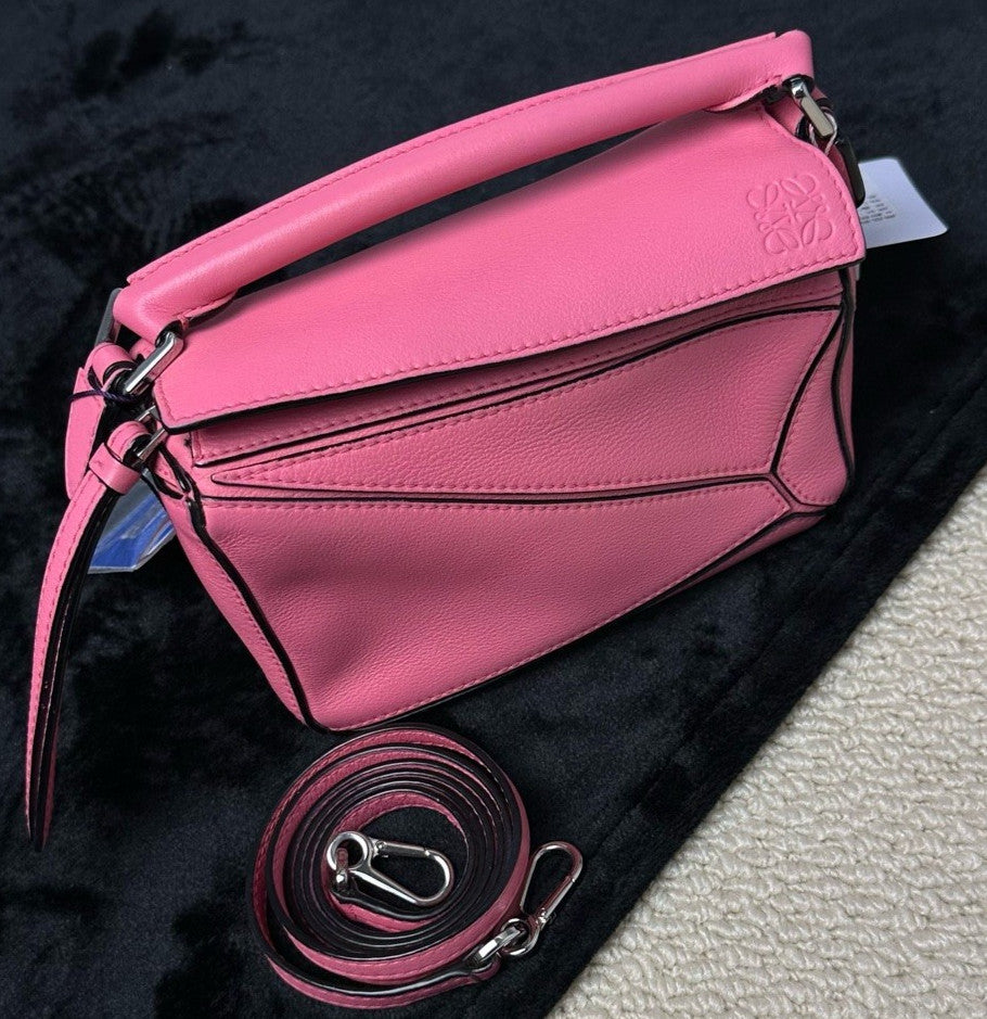 Loewe Mini Puzzle Calfskin 2ways Shoulder Crossbody Bag Classic Pink