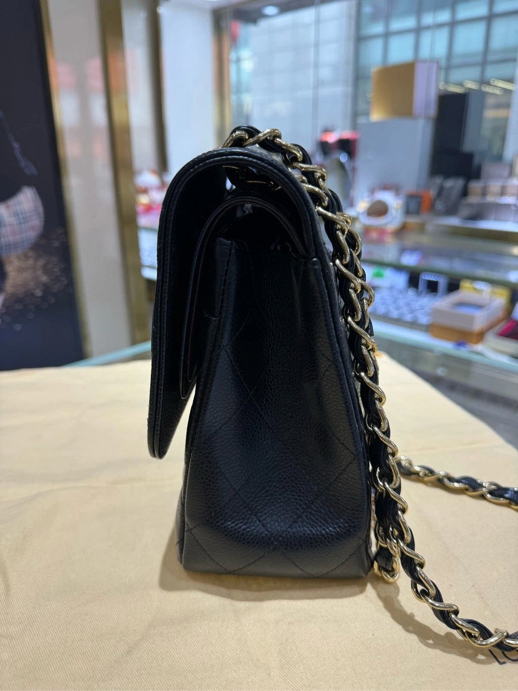 CHANEL CF Jumbo Black Leather Shoulder Crossbody Bag For Women