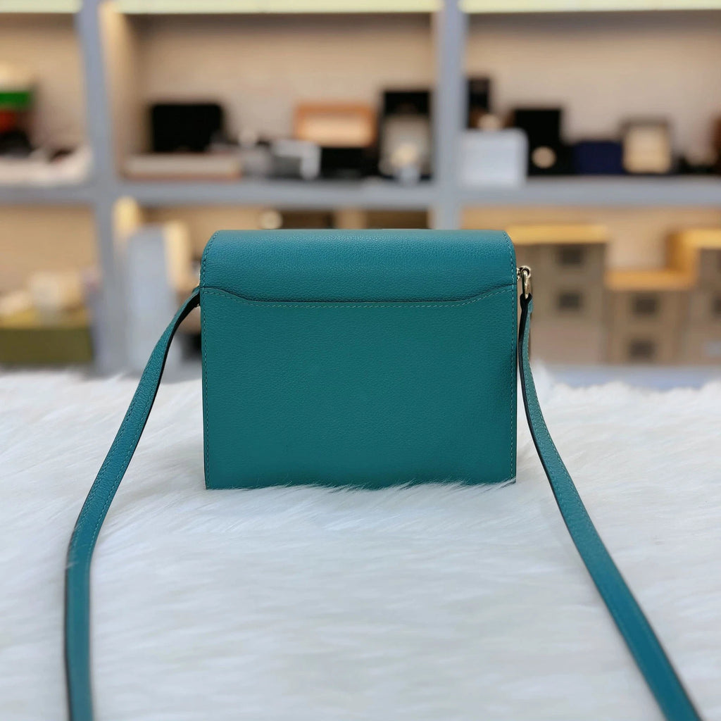 Hermes Roulis Mini Green Evercolor Leather Shoulder Bag For Women