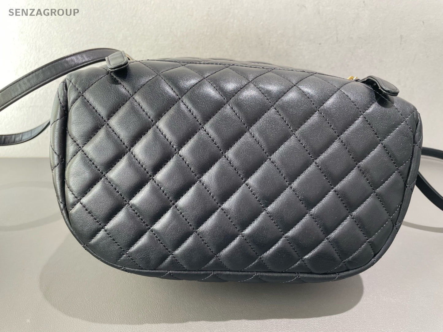 Chanel Salzburg Diamond Backpack Black Gold Unisex Adults Classic