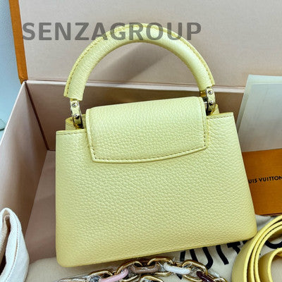 Louis Vuitton Capucines Mini Taurillon Yellow Shoulder Crossbody Handbag Women