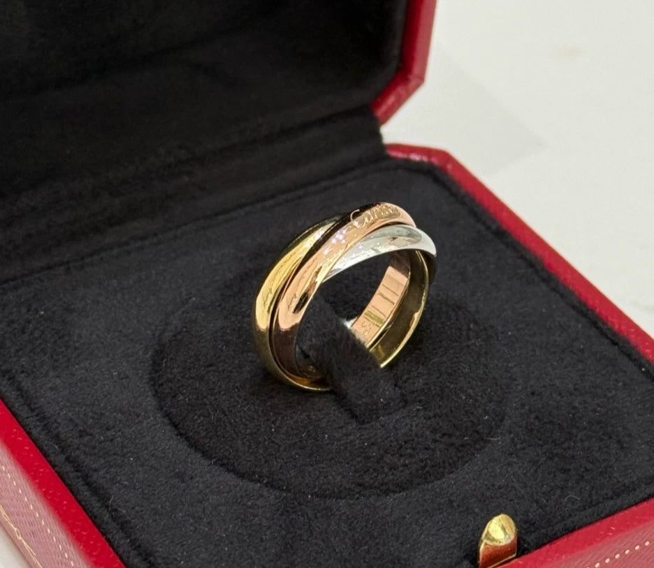 Cartier Trinity Ring Classic 18K Tri-Color Gold Band EU57/US8