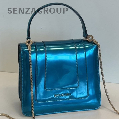 Bvlgari Serpenti Forever Accordion Top Handle Shoulder Crossbody Bag Blue Women
