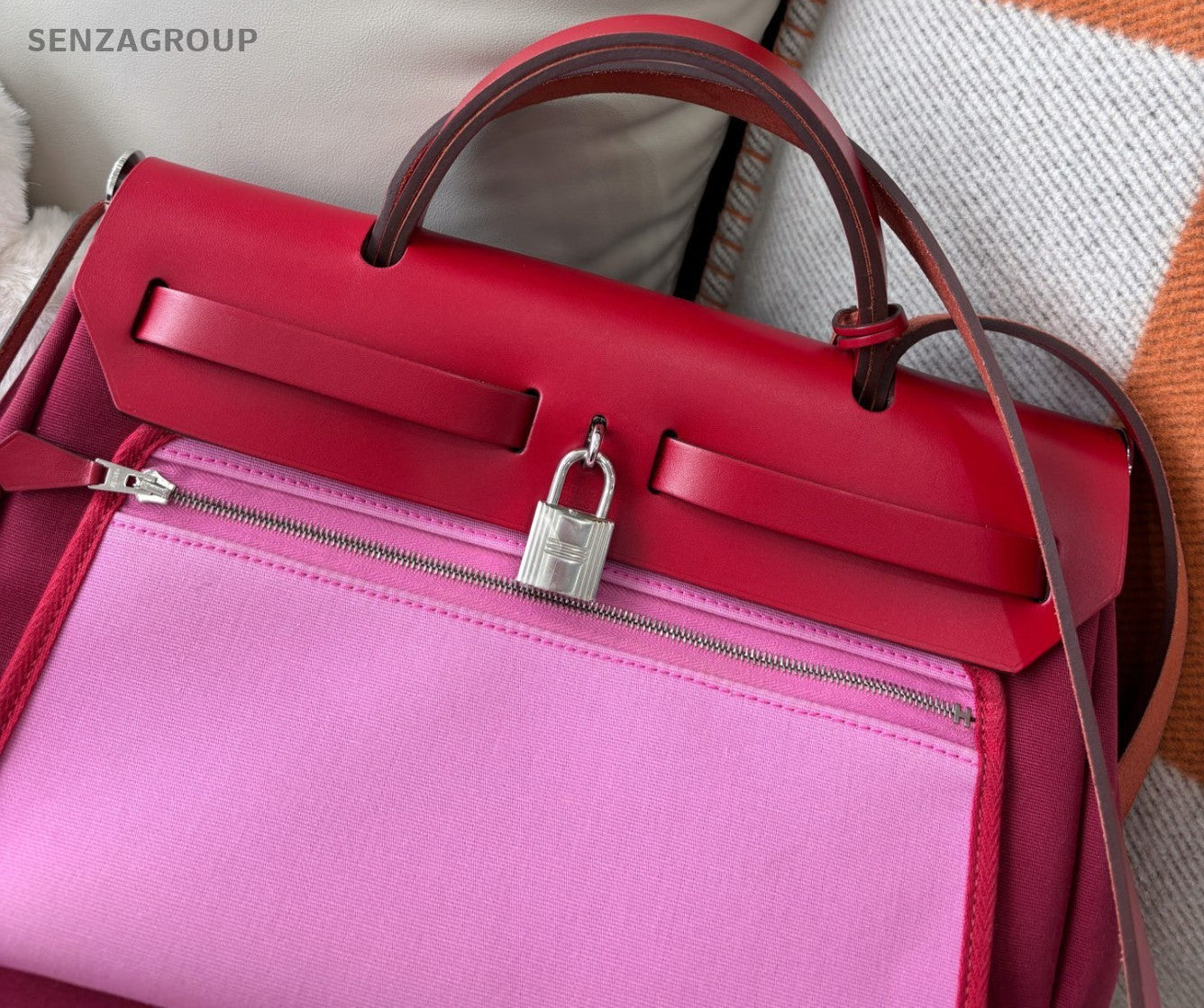 Hermes herbag31 Top Handle Shoulder Crossbody Bag Red Women