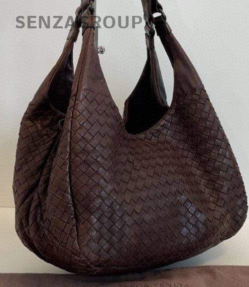 Bottega Veneta Intrecciato PM Hobo Top Handle Shoulder Bag Brown Women Classic