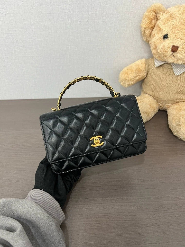 CHANEL Black Leather Small WOC Crossbody Bag For Women