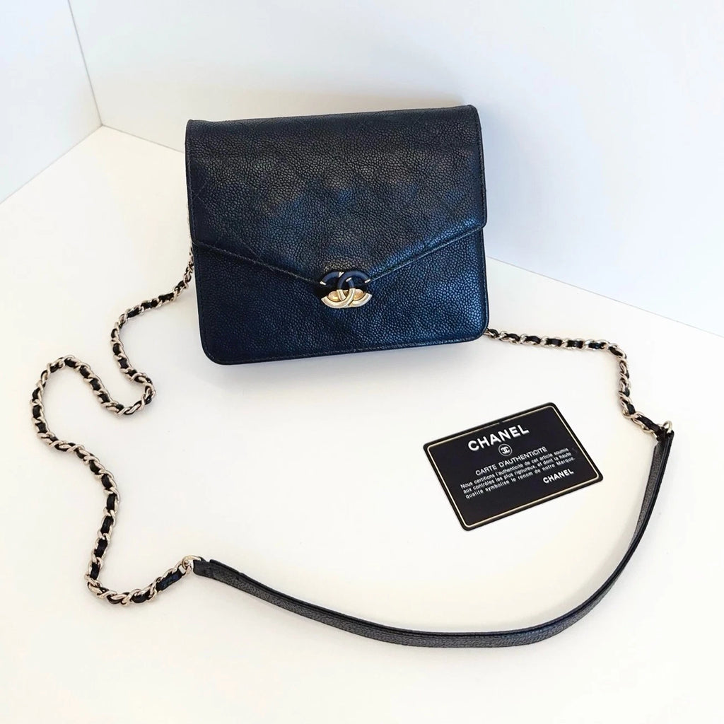 Chanel Cuba Woc Calfskin Crossbody Bag Black Gold Excellent