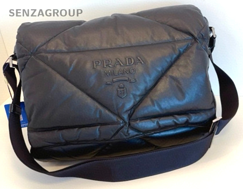 PRADA SoBlack Puff All Leather Shoulder bag Crossbody Black Almost Brand NEW