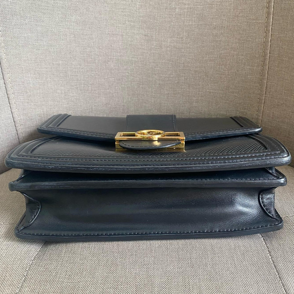 Louis Vuitton Daphne Chevron Medium Chain Shoulder Bag Black Gold